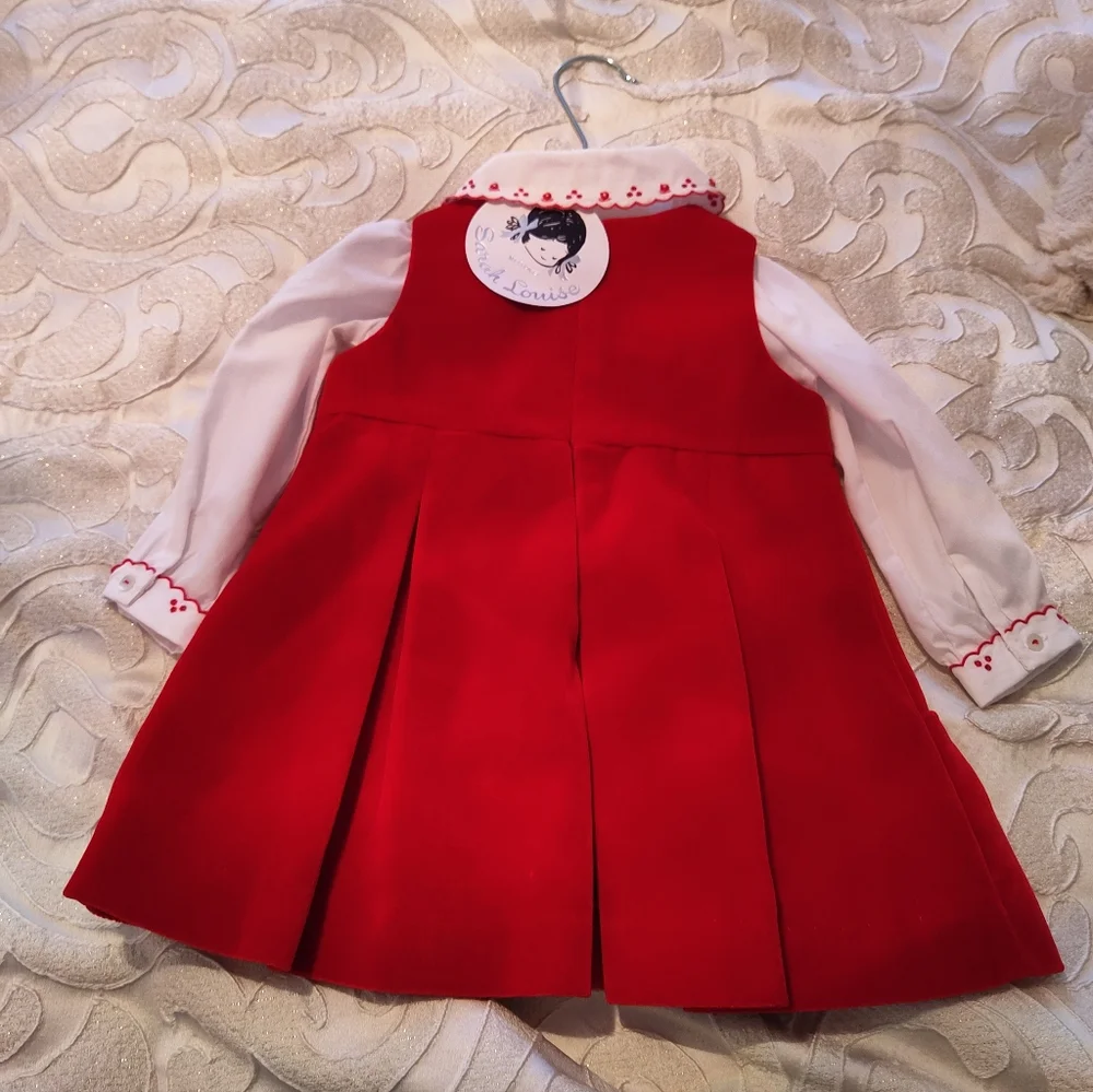 Sarah Louise Girls 12 Months (80cm) Red Velvet Holiday Dress Christmas NWT New - Picture 6 of 6